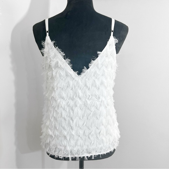 CupShe Feathered White Cami New With Tags Fringe V Neck Flowing Angel Vibes - Picture 6 of 9
